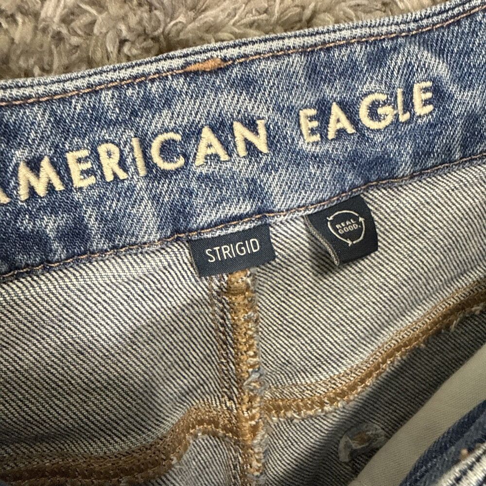 American Eagle Curvy Super High Rise Baggy Straight Jeans 6 Long Medium Wash - Picture 10 of 13